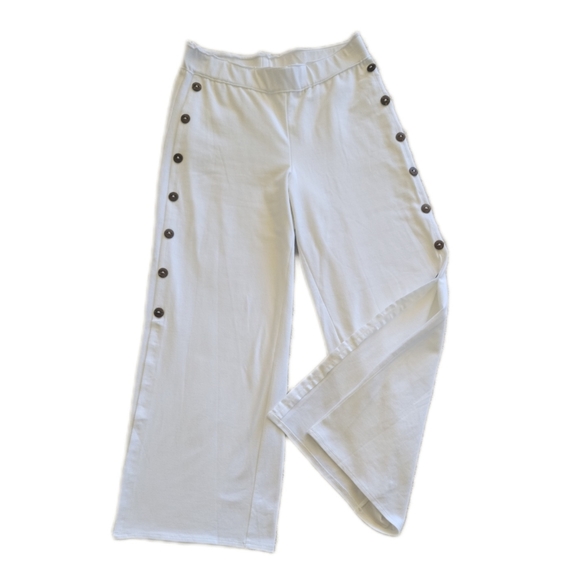 NWOT NEON BUDDA "IDEAL" ANKLE PANTS Side Buttons Size M White - Picture 7 of 8